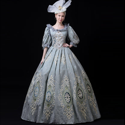 Blue Marie Antoinette Victorian Party Dress Period Theater Women Costumes