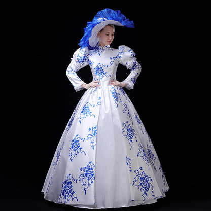 Fantasy Fancy Party Dress Floral Tea Party Marie Antoinette Theater Costume