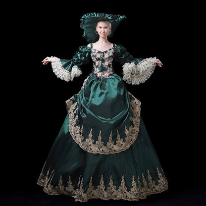 Christmas Carnivale Gown Stage Theater Womens Dress Green Marie Antoinette Gown