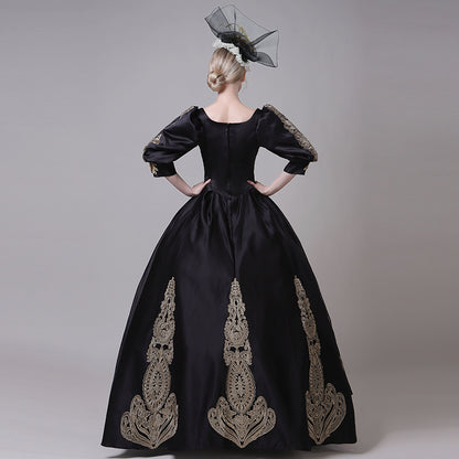 Halloween Carnivale Masquerade Dress Women Black/Purple Gothic Victorian Gown