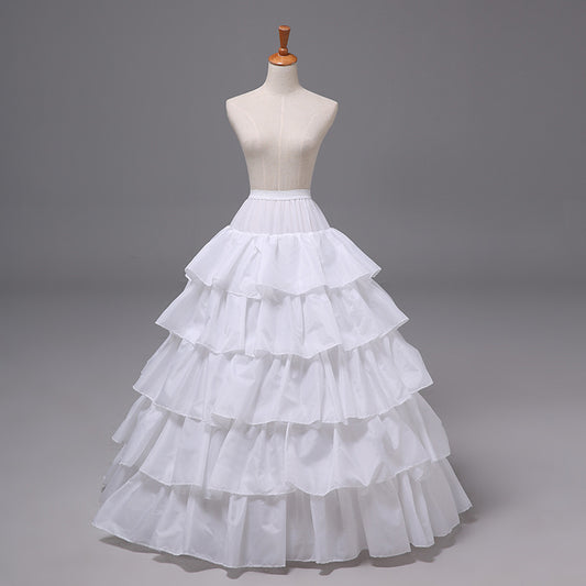 Ball Gown 4-Hoops 5-Layers Ruffles Wedding Petticoat Slip Underskirt Crinoline