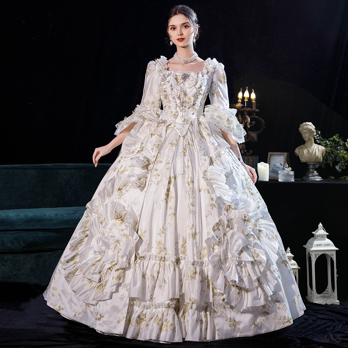 White Rococo Marie Antoinette Dress Ball Gown