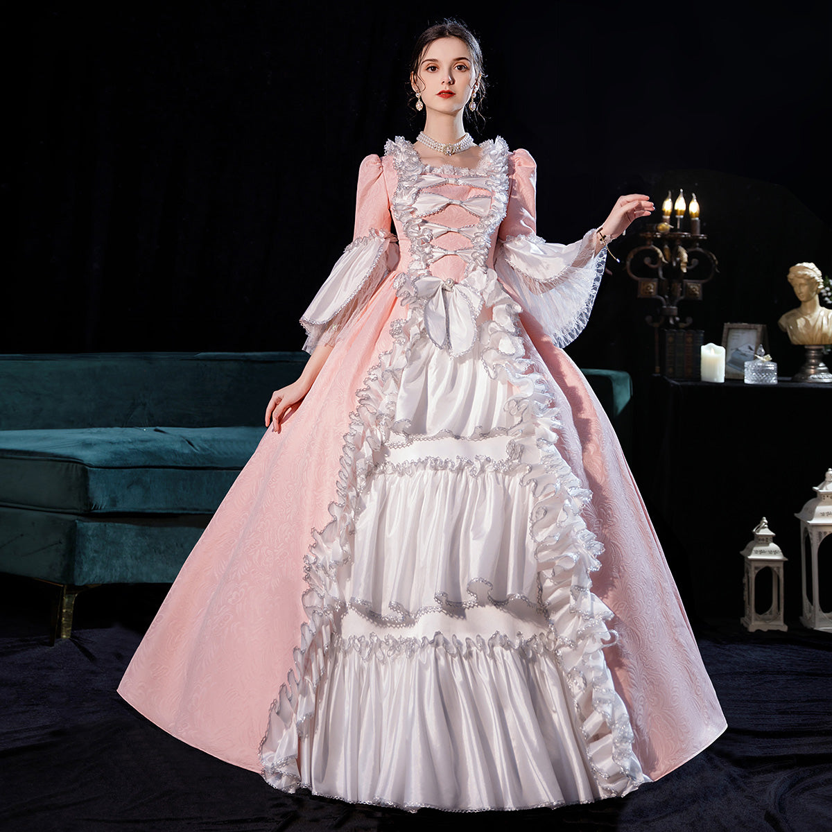 Pink Rococo Victorian Marie Antoinette Dress Gown