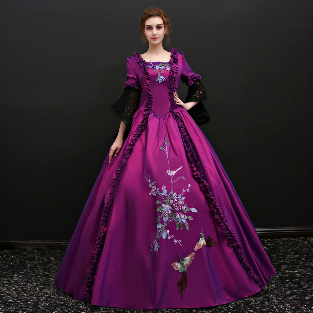 Medieval Marie Antoinette Purple Gowns Princess Vintage Wedding Gowns
