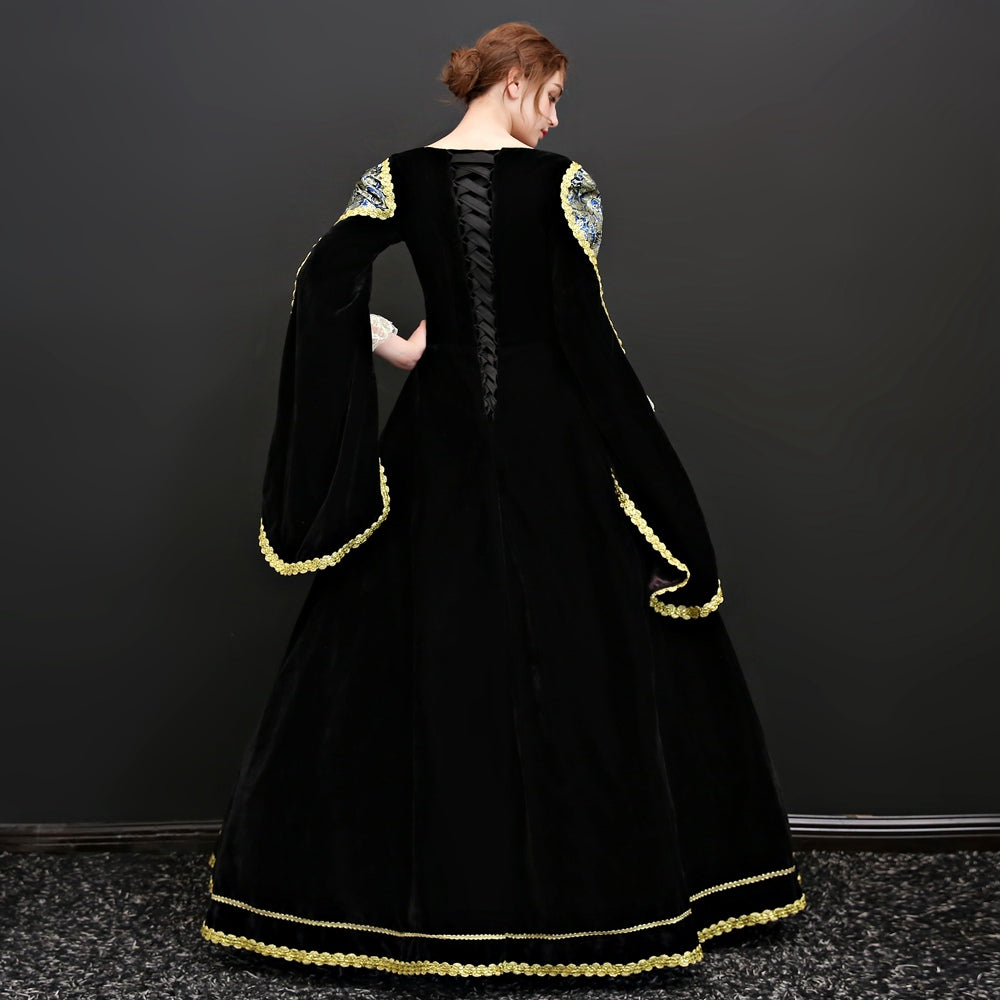 Halloween Cinderella Movie Theme Gown Black Vampire Dress Gothic Queen Gown
