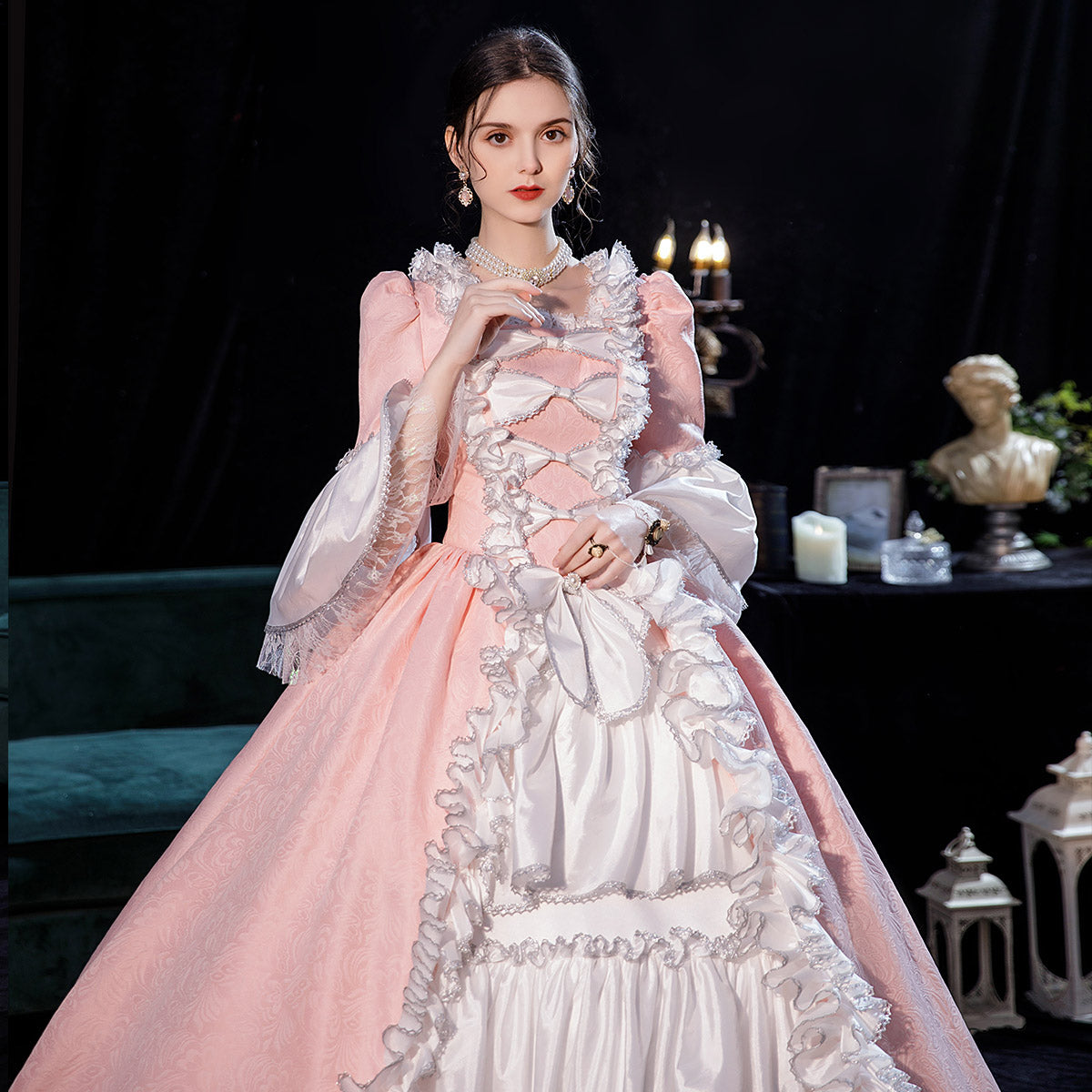 Pink Rococo Victorian Marie Antoinette Dress Gown