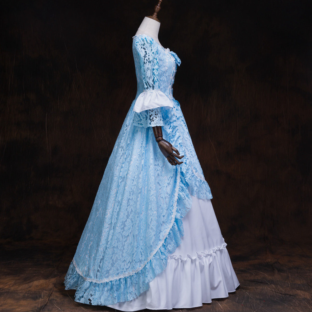 Victorian Edwardian Vintage Blue Lace Dress Theater Costume
