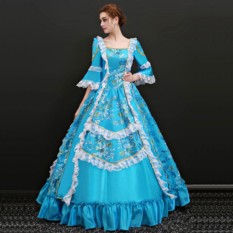 Renaissance Colonial Princess Holiday Ball Gown Dress Marie Antoinette Theater Clothing