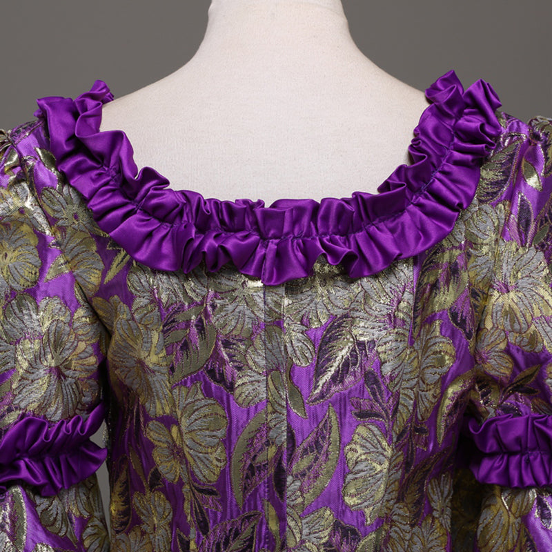 Purple Jacquard Retro Prom Dresses Victorian Marie Antoinette Ball Gowns Costume
