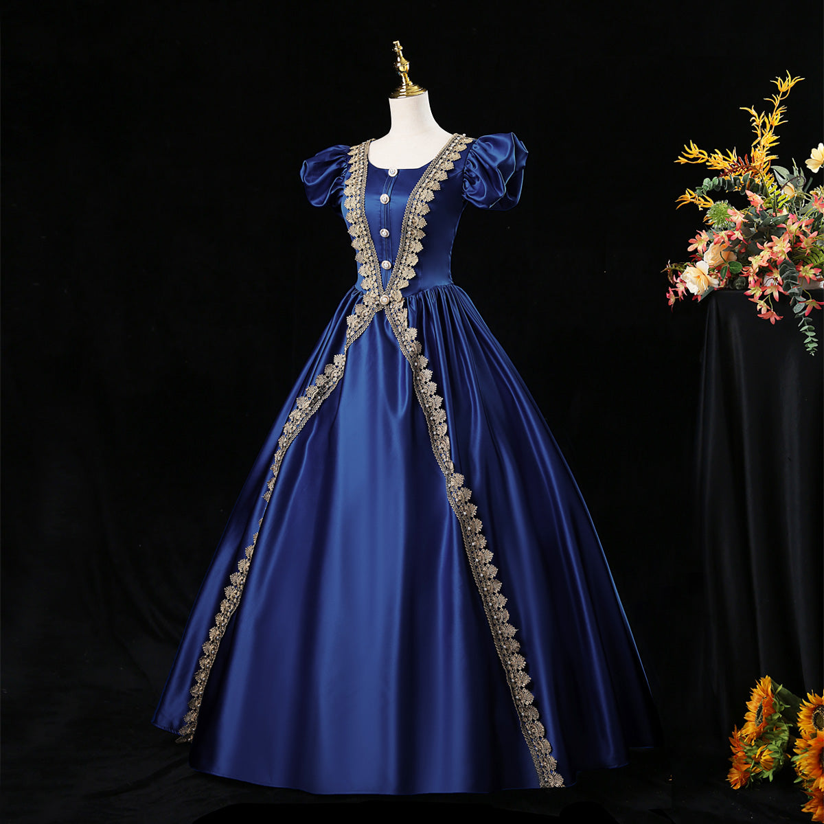 Victorian Christmas Holiday Gown Royal Queen Floral Princess Dress Theater Costume